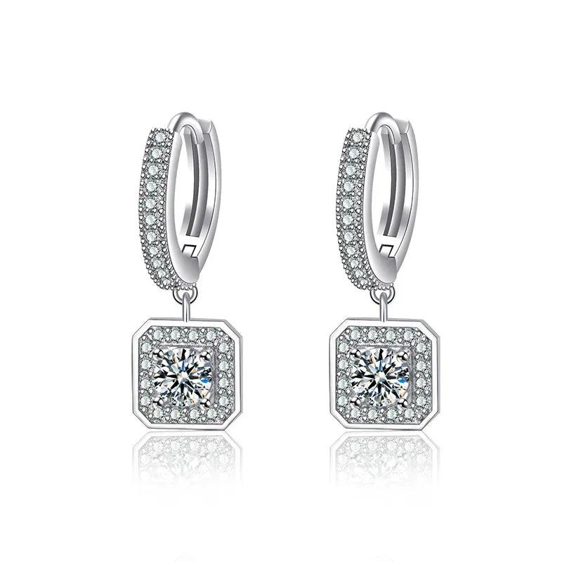 925 Sterling Silver Zircon Buckle Earrings