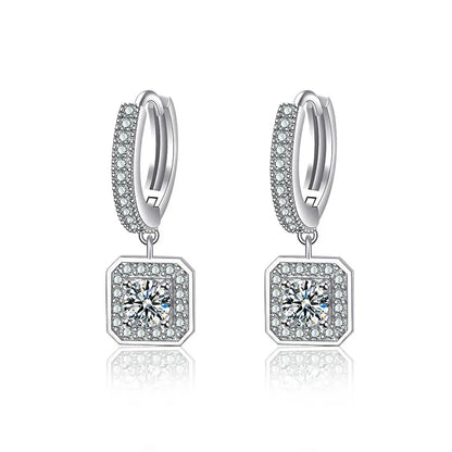 925 Sterling Silver Zircon Buckle Earrings
