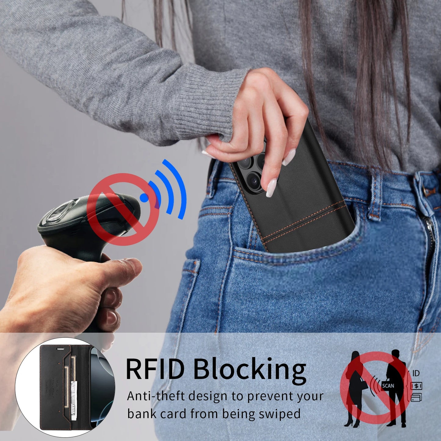 Magnetic Leather Case Flip Wallet Card Cover