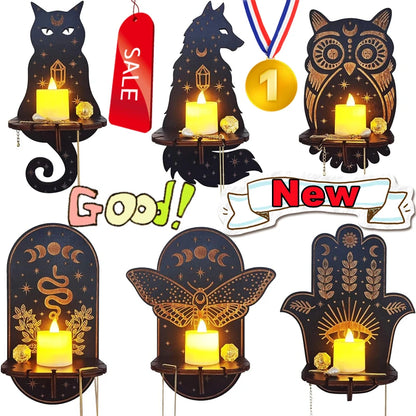 Wall Hanging Candlestick Wooden Carving Decor
