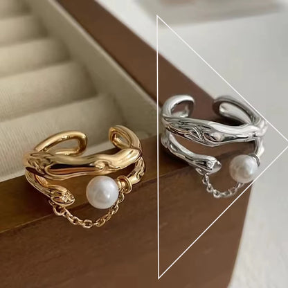 925 Sterling Silver Open Pearl Smile Stackable Finger Ring