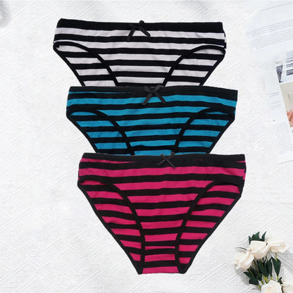 Striped Underwear Plus Size Seamless Panties Cotton Lingerie 3 pcs/lot