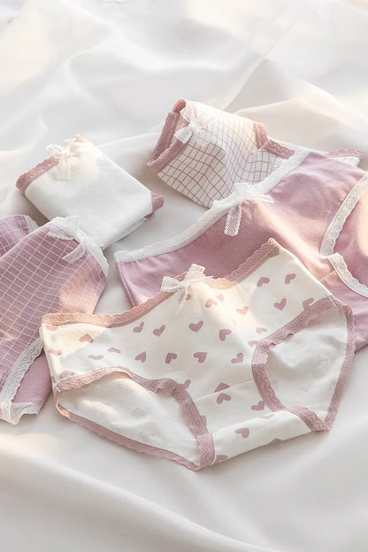 5Pcs/Lot Cute Love Cotton Sexy Lingerie