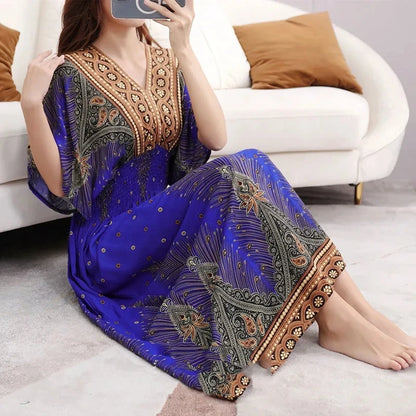 Colorful Flower  Bohemian Midi Dress