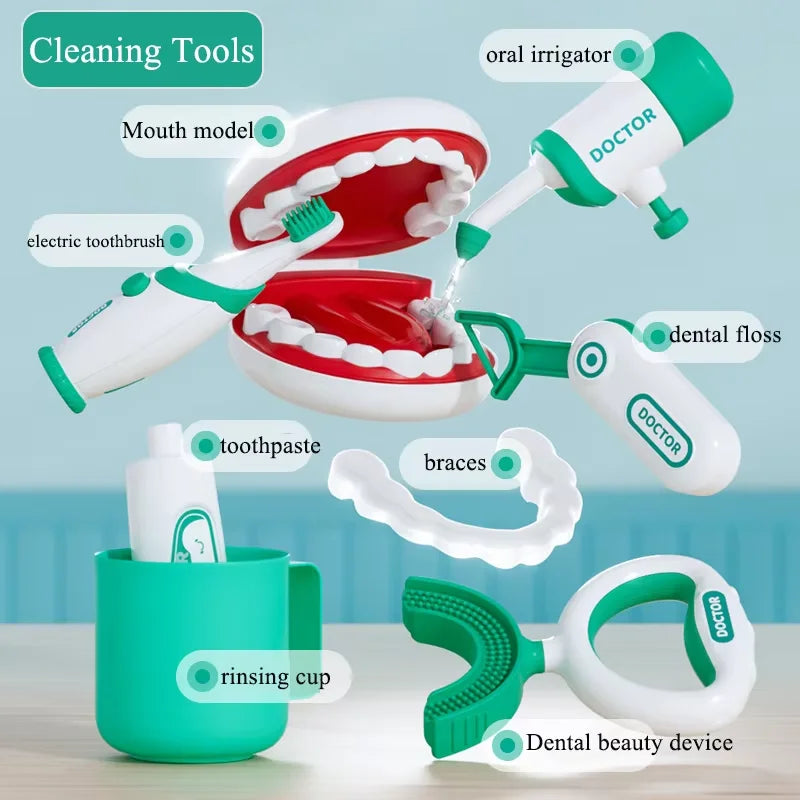 Kids Doctor Play Medical Kit with Dental Tools Simulation Dentist Game Set