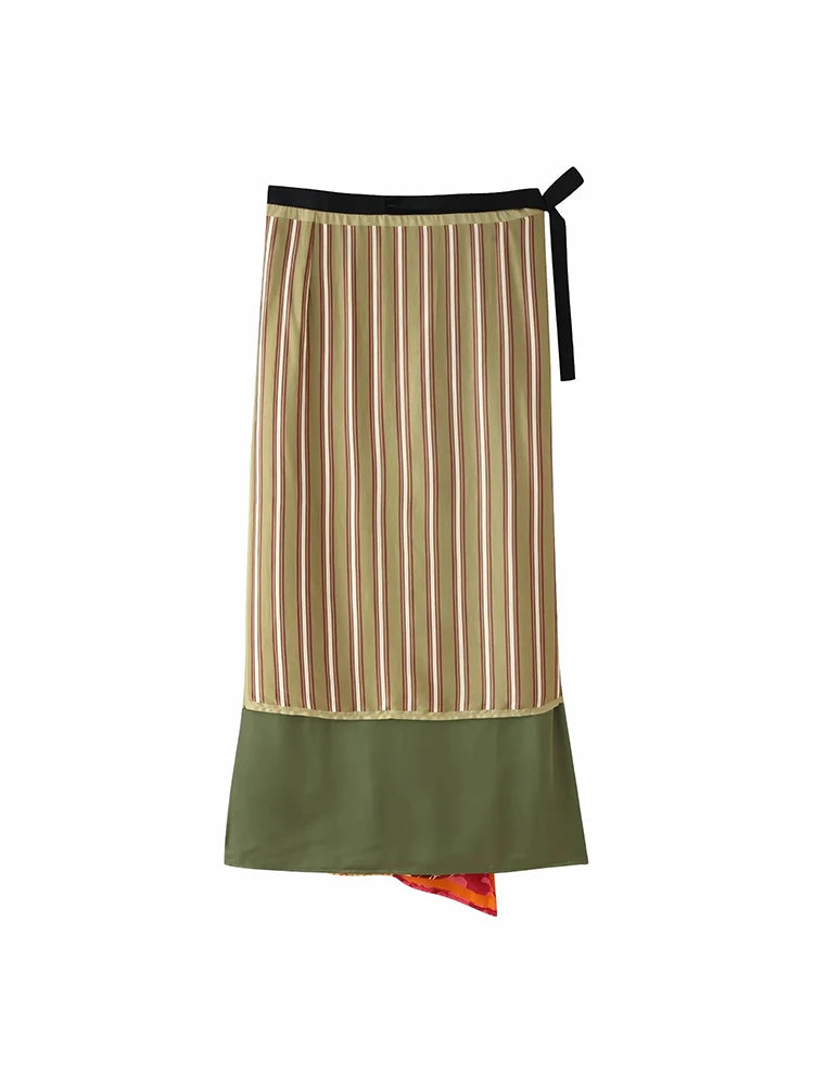 Red Print Straight High Street Waist Lady Elegant Skirt