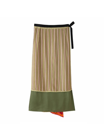 Red Print Straight High Street Waist Lady Elegant Skirt
