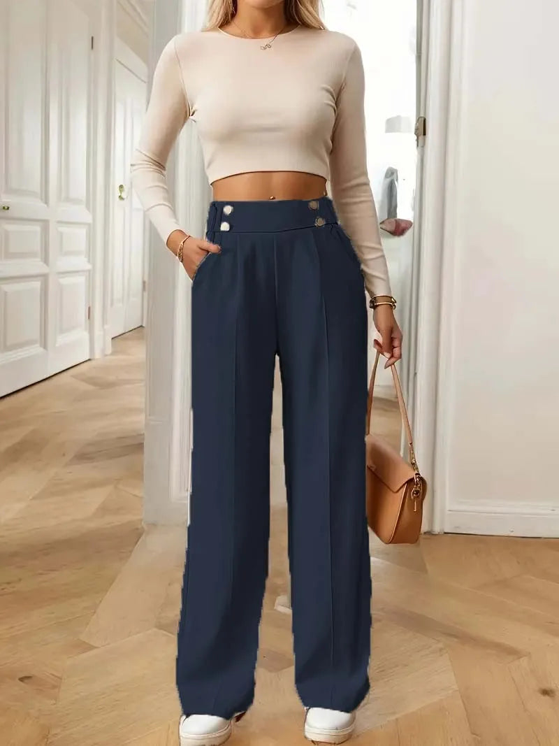 High Waist Straight Wide Leg Pants