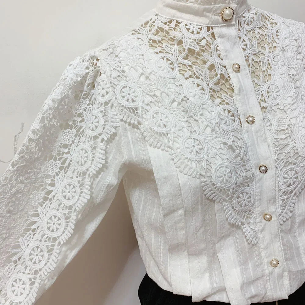 Lace Blouse Korean Button Loose Blouses