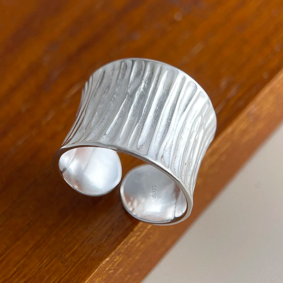 925 Sterling Silver Geometric Wide Sparkling Ring