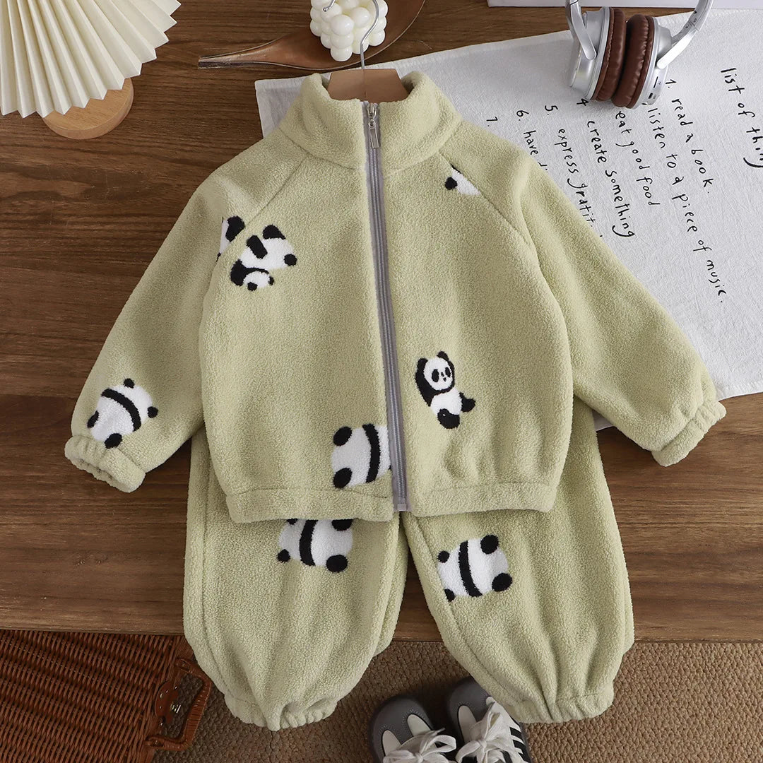 Fleece Homewear Suit 1-8Y Korean Thickened Warm Sets
