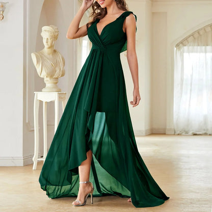 Mgiacy Surplice Front Ruffle Trim Prom Dress