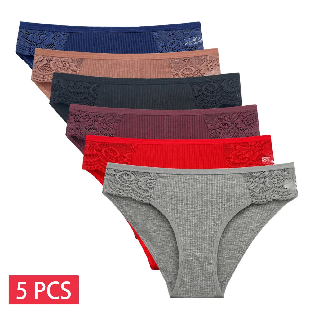 Cotton Briefs 5 PCS/SET Lace Seamless Panties Lingerie