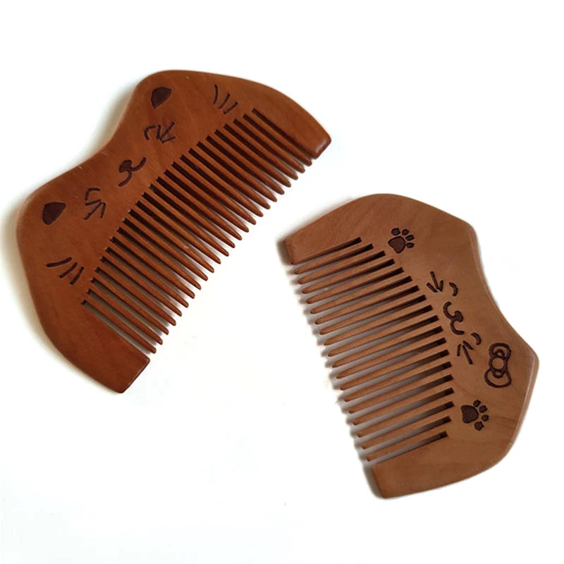 Natural Peach Wood Hair Comb Close Teeth Anti-static Brash