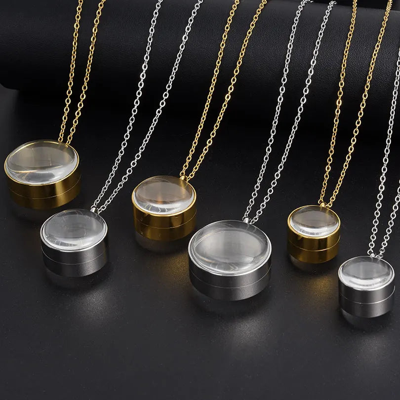 1Pc 10-45mm Round Memory Coin Bezel Locket Pendant Necklaces
