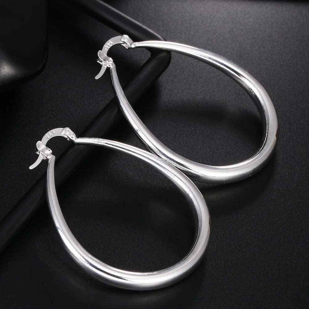 DANA 925 Sterling Silver Smooth Circle Big Hoop Earrings