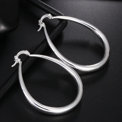 DANA 925 Sterling Silver Smooth Circle Big Hoop Earrings