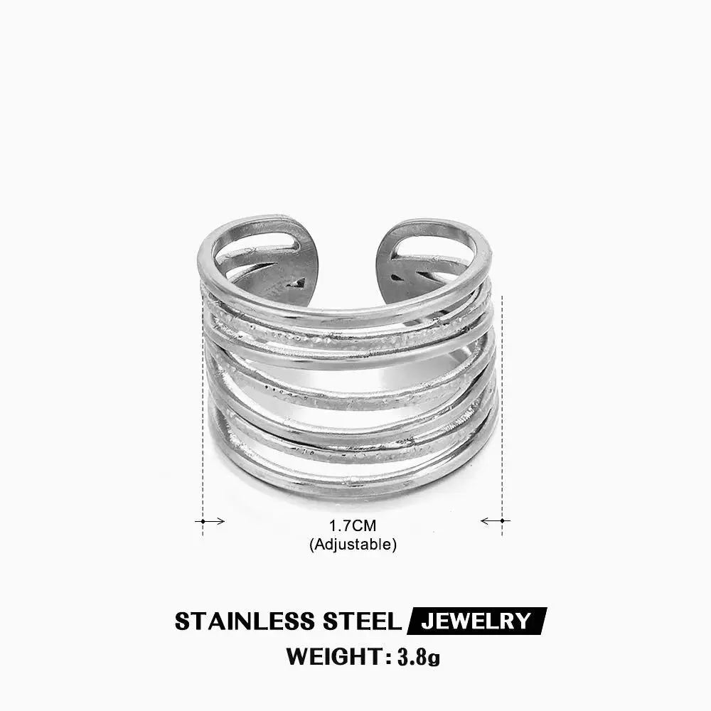 Gold Stainless Steel Heart Metal Hollow Waterproof Rings