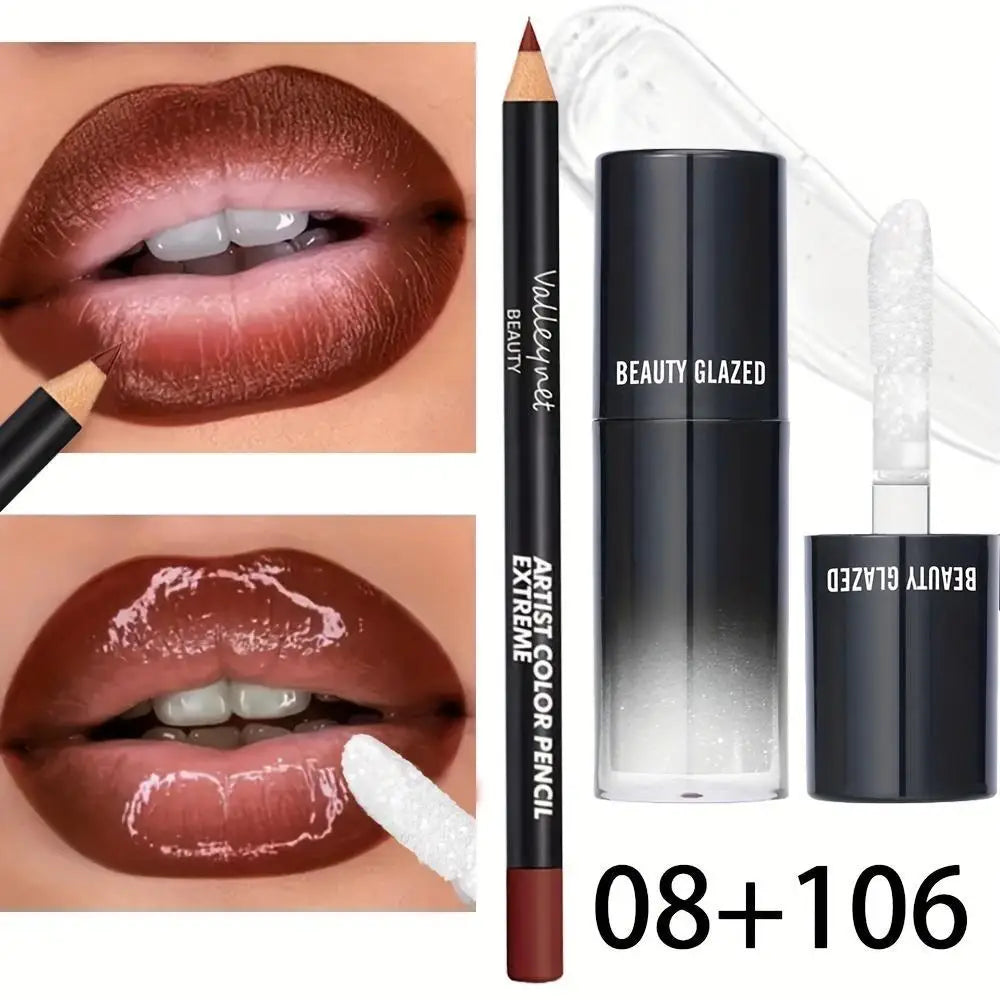 2-piece Lip Gloss and Lip Liner Nourishing and Moisturizing Set