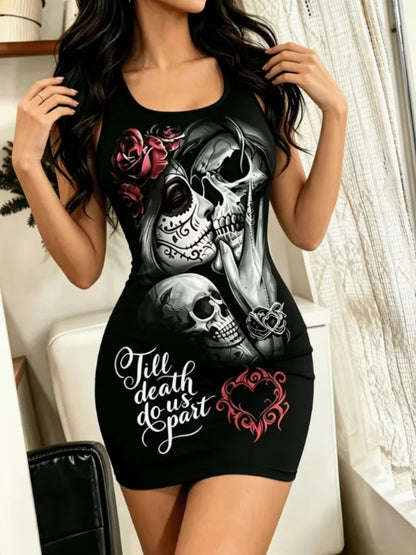 Casual Skeleton Cooling Shoulder Straps with Sleeves Off Shoulder Dress