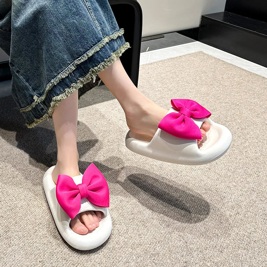 Bow Tie Thick Soft Sole Slippers