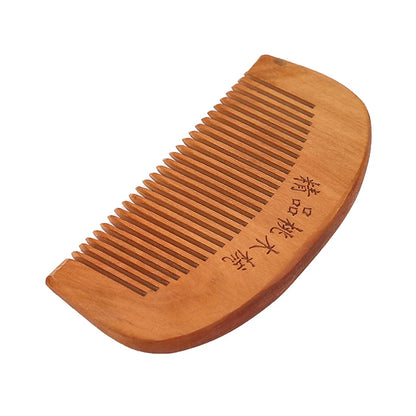 Natural Peach Wood Hair Comb Close Teeth Anti-static Brash