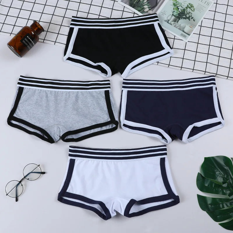 Low-Waist Boxer Boyshort Panties Single Piece Intimate Lingerie