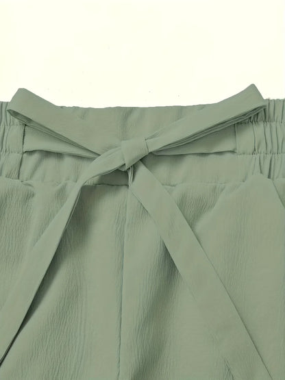 Elegant Camisole Top Elastic Waist Wide Leg Pants Set