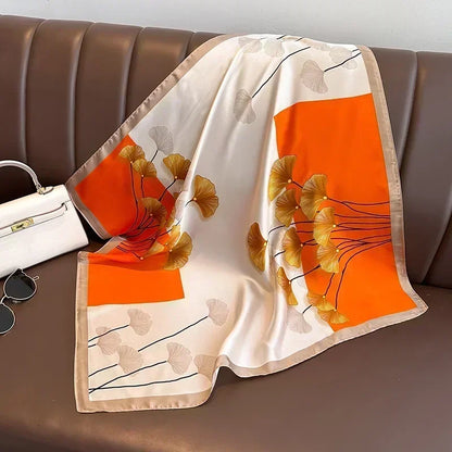 Luxury Silk Square Scarf Soft Satin Horse Hairband Hijab Headband Shawl