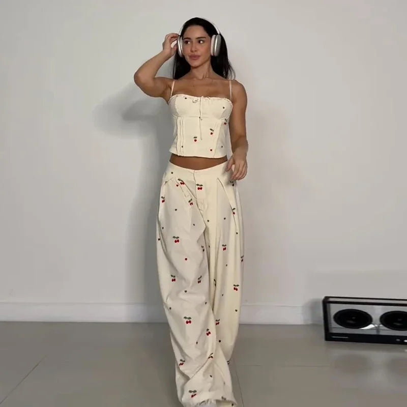 Sexy Print Vest Pants Beach Slash Set