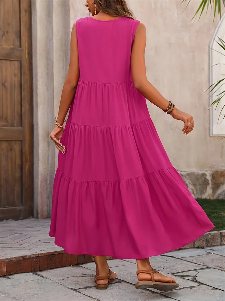 Casual Long Dresses V-neck Loose Dress