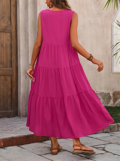 Casual Long Dresses V-neck Loose Dress