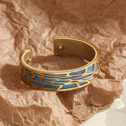 Hollow double-sided leather color replaceable bracelet