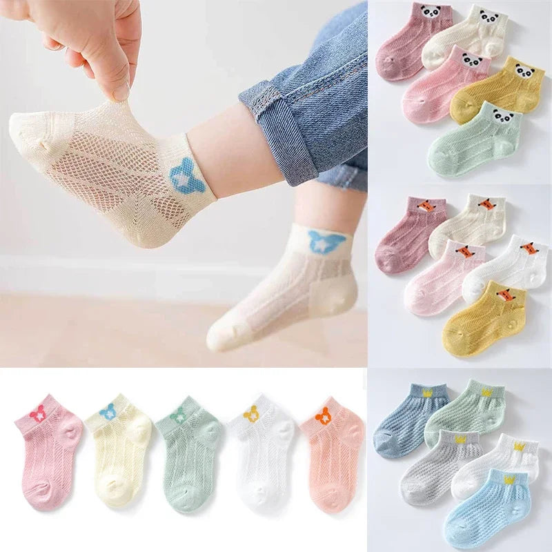 5 Pairs Cotton Cute Cartoon Thin Baby Short Socks