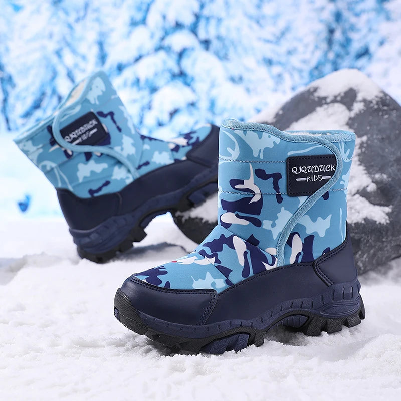 Snow Winter Plush Waterproof Fabric Non-Slip Rubber Sole Boots