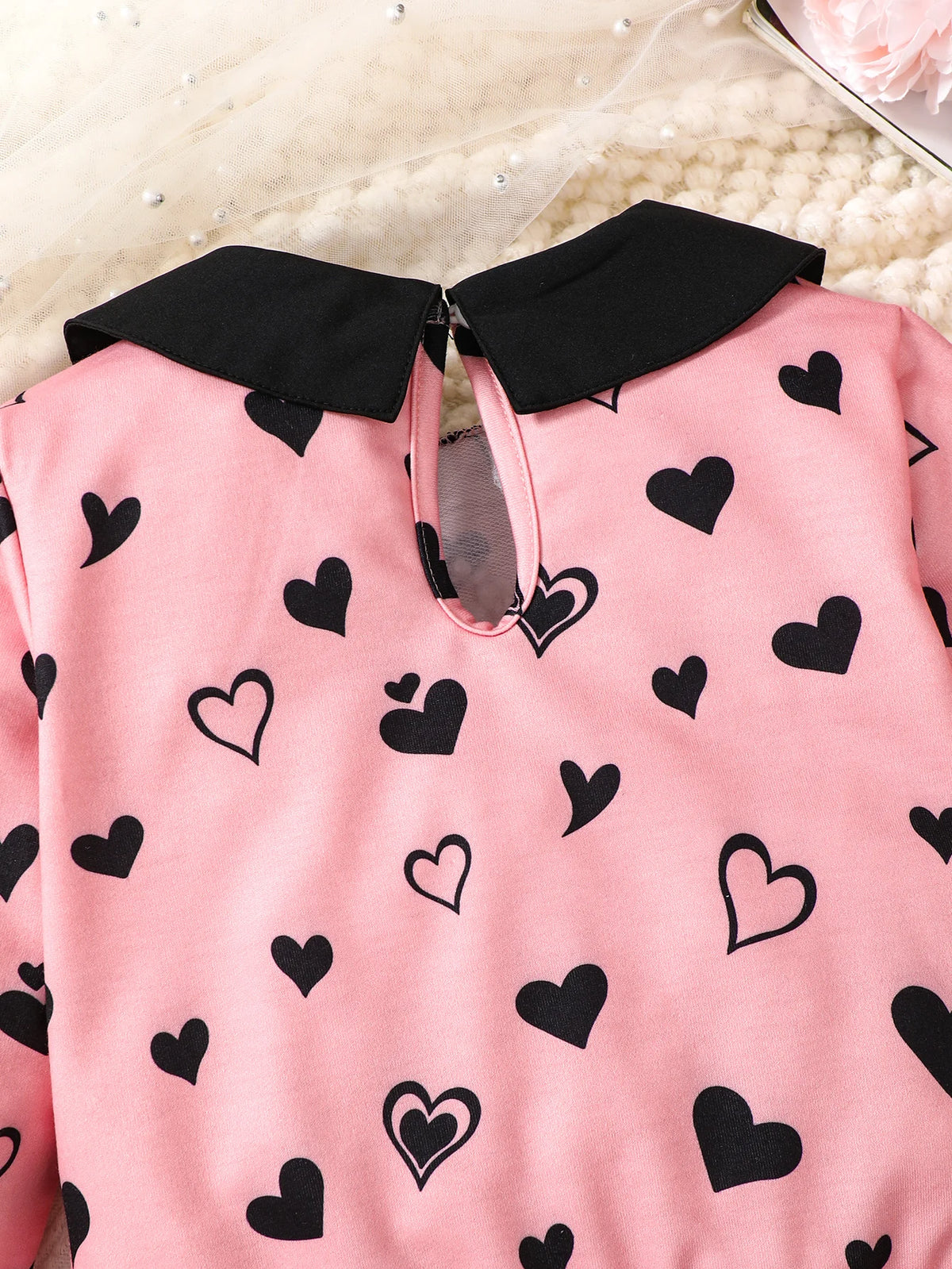 Autumn Sweet Cute Cartoon Cat Print Heart Pattern 4-7 Years Set