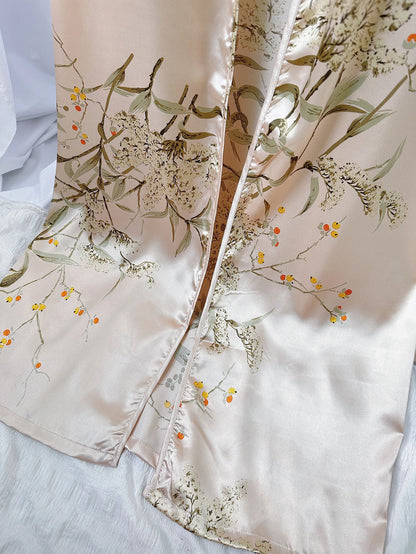 5pcs Floral Print Long Sleeve Robe Cami Dress Pajamas Sets