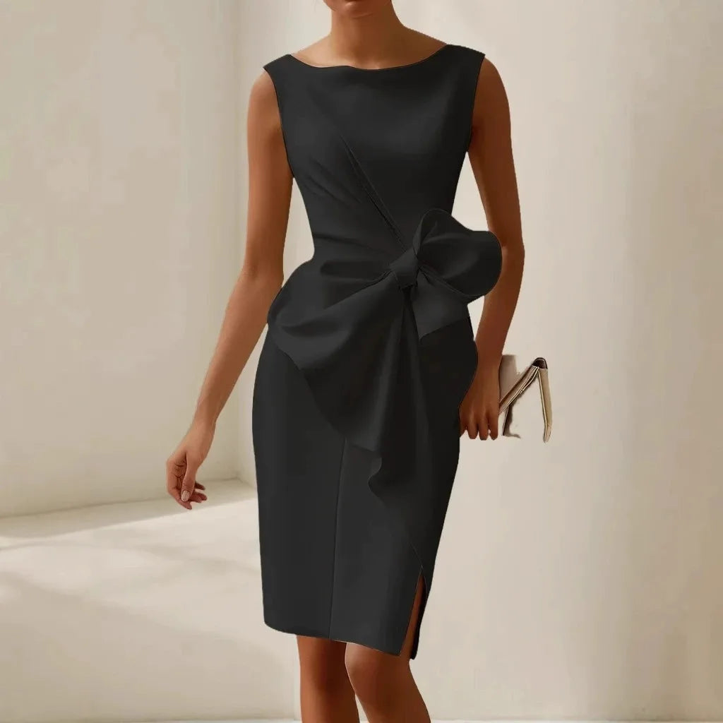 Elegant Bow Slim Vest Dress