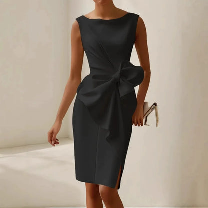Elegant Bow Slim Vest Dress