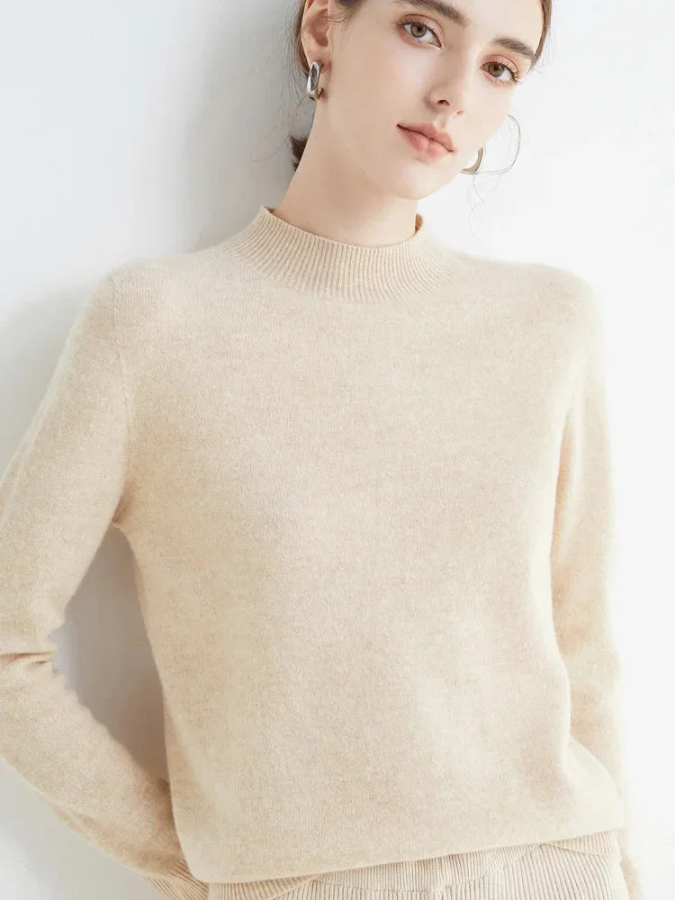 Solid Mock-neck Pullover Sweater