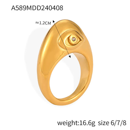 Glamour Shiny Big Zircon Stainless Steel Rings