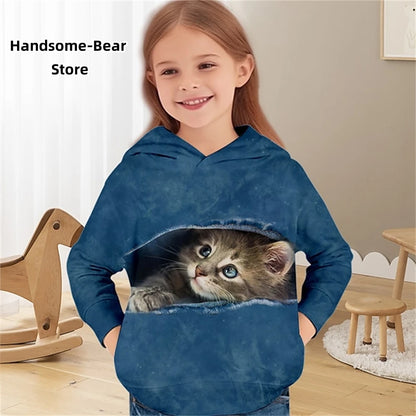 Cat 3D Print Spring Casual Sweatshirts Hoodies