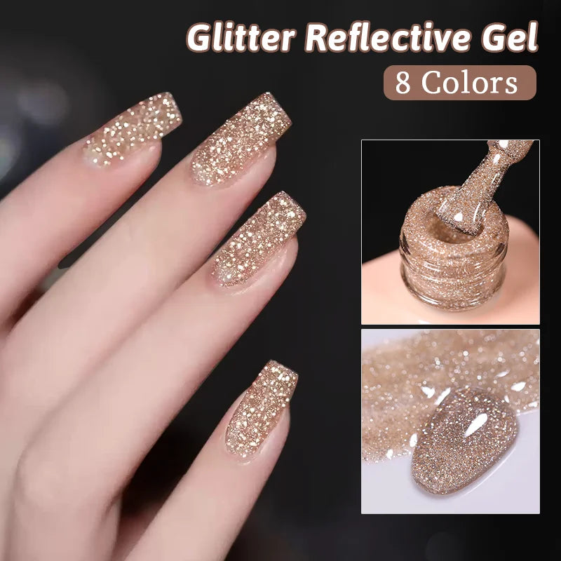 15ml Sliver Reflective Nail Gel Polish Shining Glitter