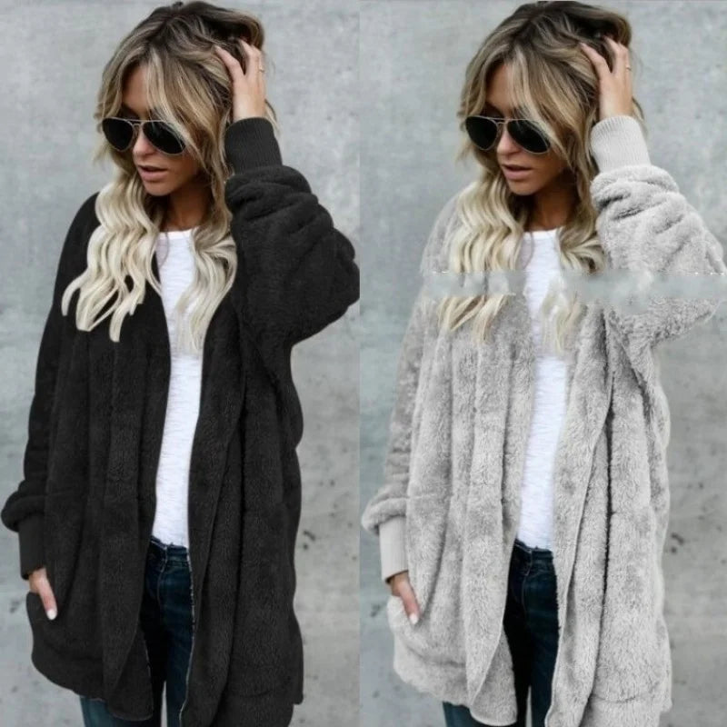 Sweatshirt Long Autumn Winter Long Sleeve Double Side Wear Flurry Loose Coats