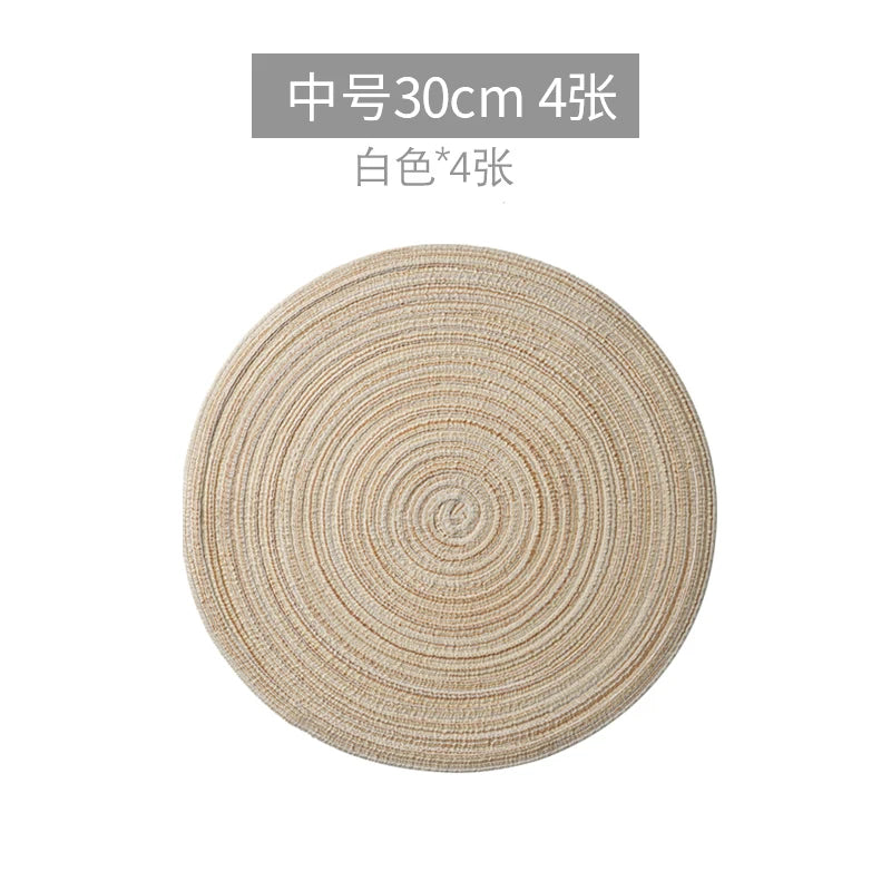 4/6pcs Round Table Mat Woven Bowl Pads