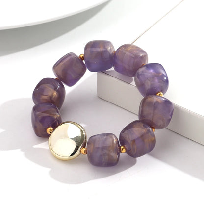Colorful Acrylic Square Beads Elastic Bracelets