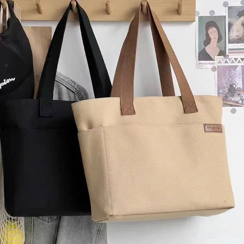Niche Shoulder Versatile Minimalist Tote Unisex Large Capacity Canvas Handbag