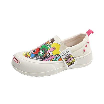 Platform Vulcanized Thick Sole Canvas Loafers Graffiti Sneakers