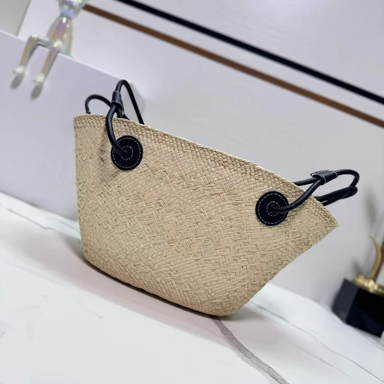 Handmade Raffia Straw Bohemian Woven Crochet Tote Shoulder Bag