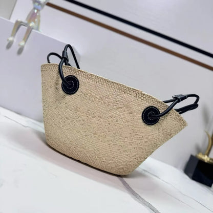 Handmade Raffia Straw Bohemian Woven Crochet Tote Shoulder Bag